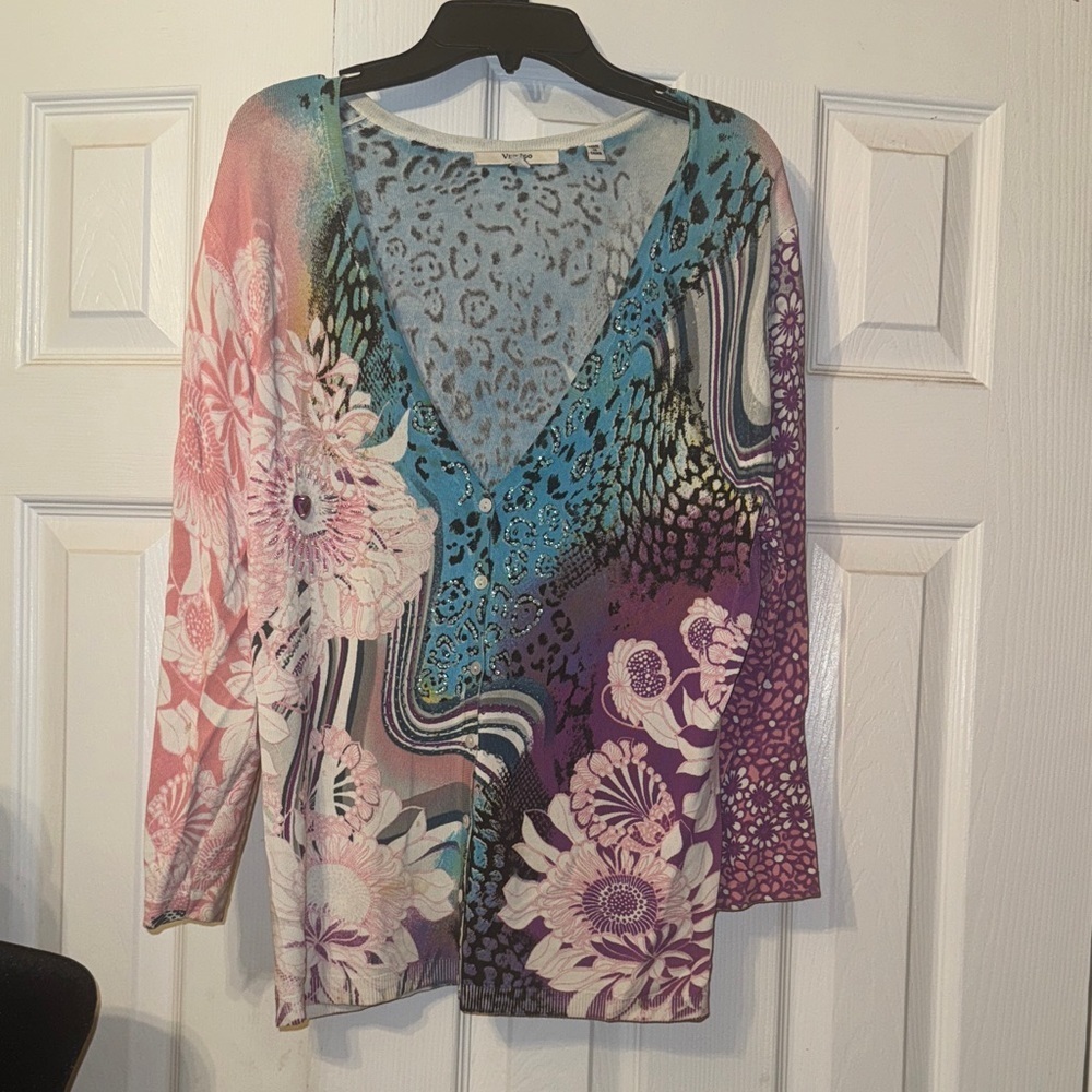 Vertigo Paris Multicolor Floral Cardigan